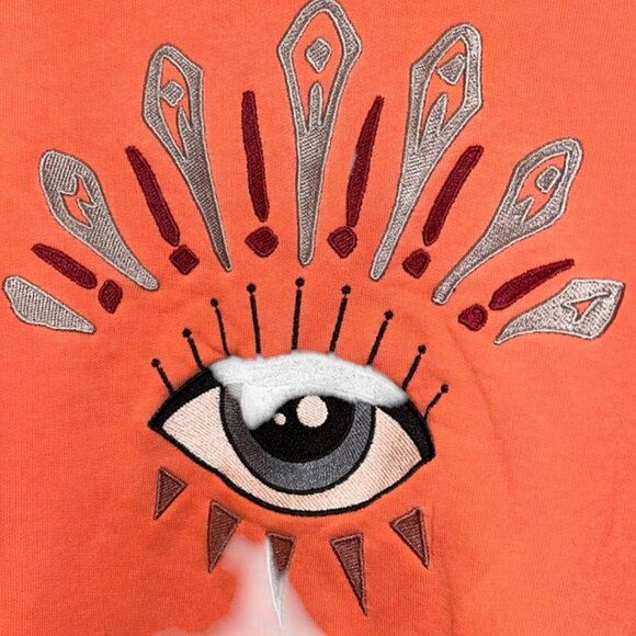max mila Paris orange embroidered EYE cotton crew neck sweatshirt S - Picture 3 of 3